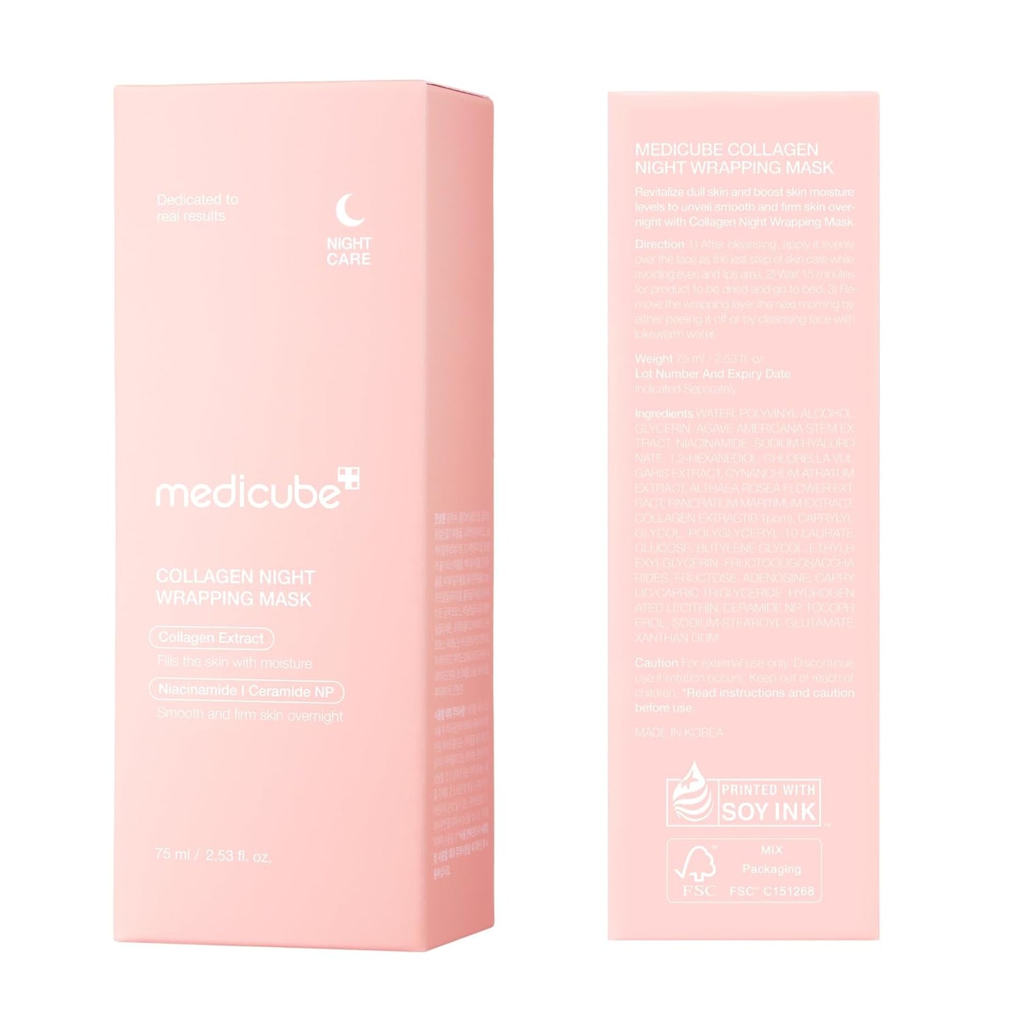 Medicube Collagen Wrapping Overnight Peel-Off Facial Mask – Elasticity & Deep Hydration Care, Reduces Sagging & Dullness, Hydrolyzed Collagen Glow Boost | Korean Skincare, 2.53 fl oz