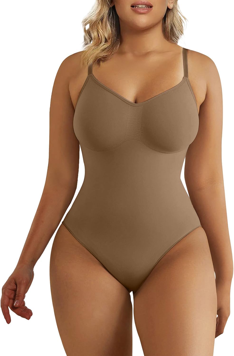 SHAPERX Women’s Seamless Shapewear Bodysuit – Tummy Control Waist-Snatching Body Shaper for a Smooth Sculpted Silhouette