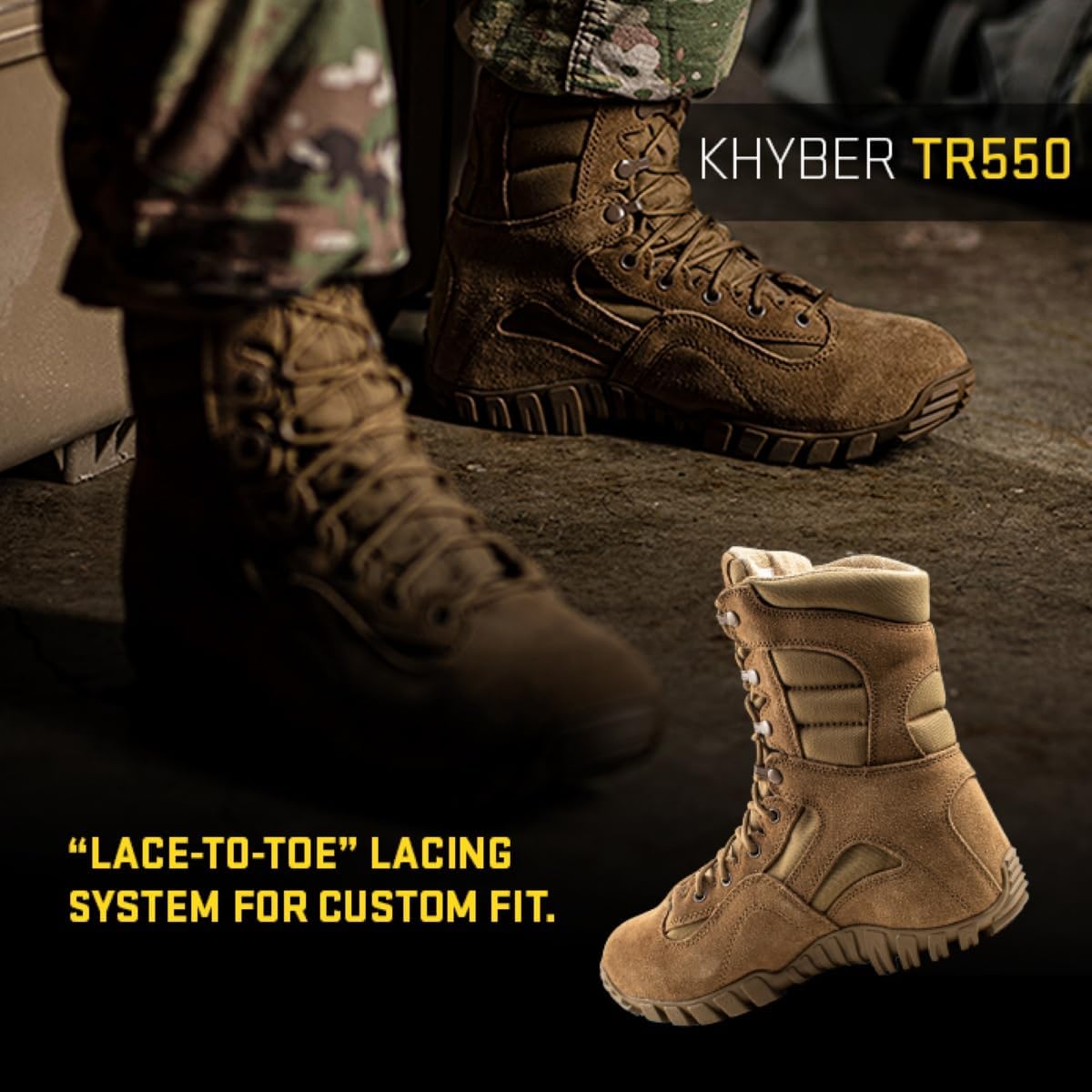 Belleville Khyber TR550 Combat Boots – AR 670-1 Compliant Tactical Boots with Superior Traction, Orthotic Support, Full-Grain Leather & Moisture-Wicking Technology