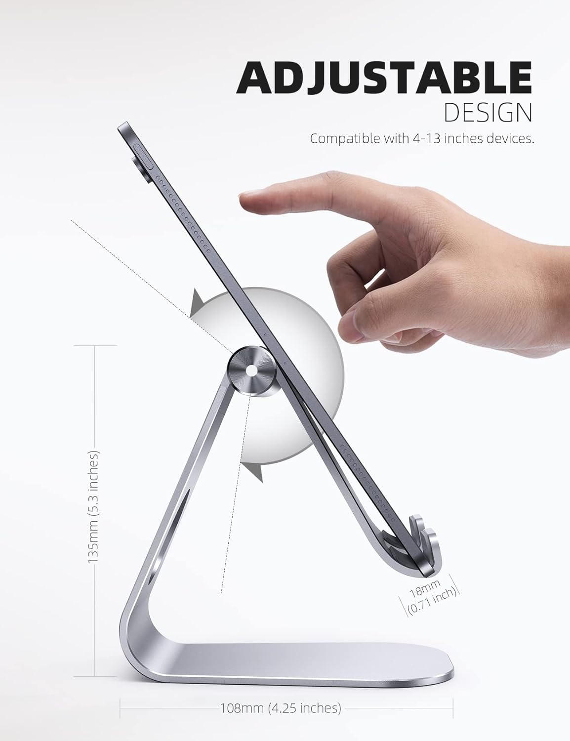 Lamicall Adjustable Tablet Stand - Versatile Desktop Holder for 4-13" Tablets, iPad Pro, Kindle, iPhone 17 Pro Max & Nintendo Switch