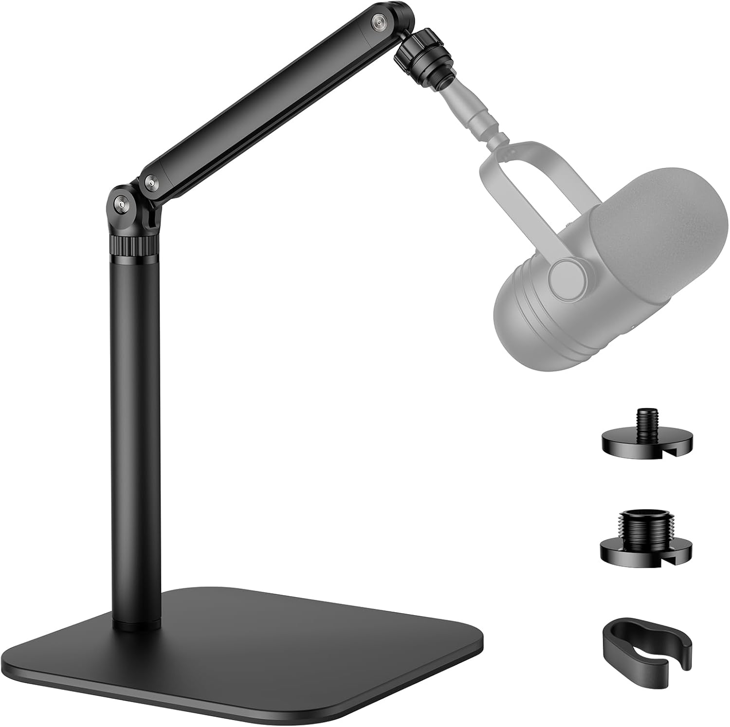 Polesto Desktop Microphone Stand - Adjustable Mounting Arm with Multiple Threads for Blue Yeti, Fifine, HyperX & More Mics, Webcams & Cameras for Recording, Podcasting & Streaming