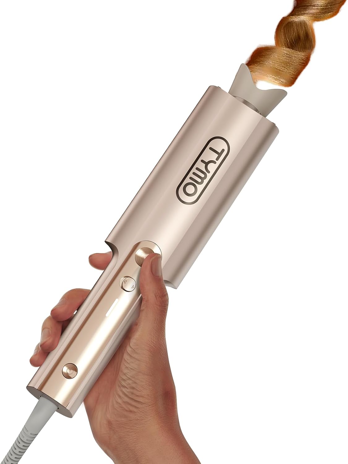 TYMO CurlPro Plus Long Barrel Curling Wand – Ceramic Hair Curler for Long Hair, Anti-Scald, Tangle-Free, Dual Voltage, Gold