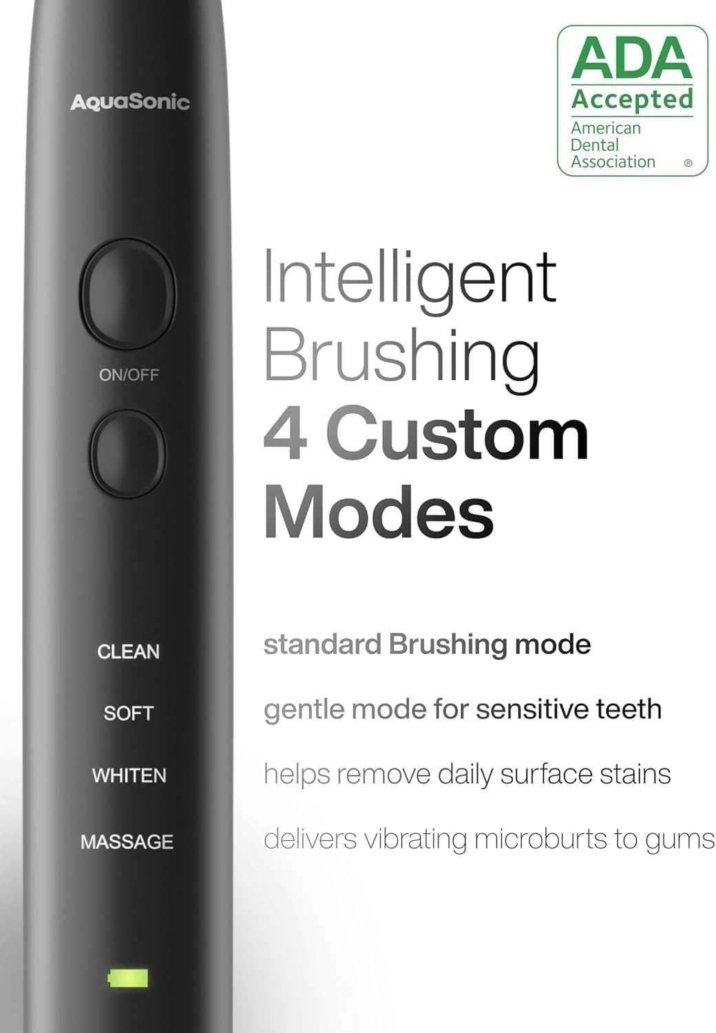 Aquasonic Black Series Ultra Whitening Electric Toothbrush – ADA Accepted, 40,000 VPM Sonic Motor, 4 Modes, Smart Timer, Wireless Charging, 8 Brush Heads & Travel Case