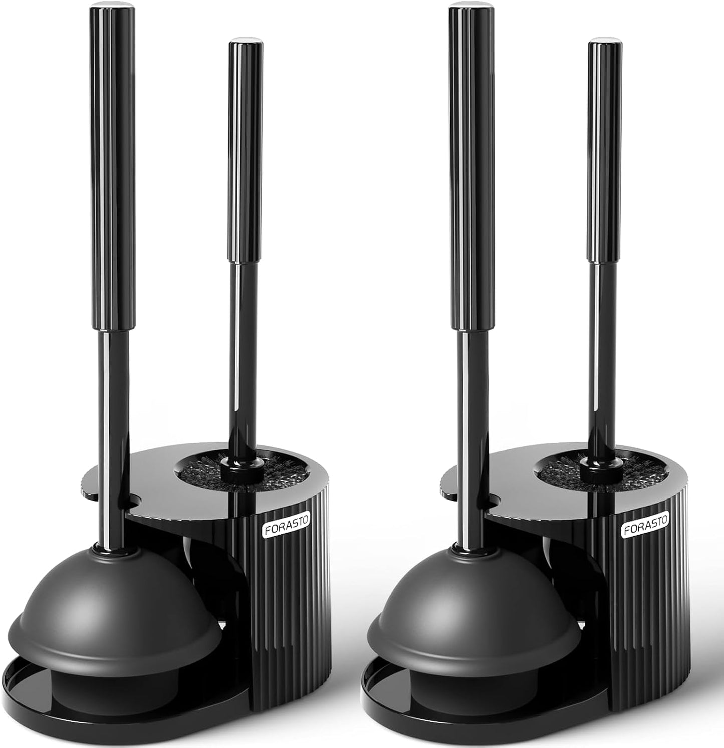 FORASTO 2-in-1 Toilet Plunger & Brush Set – Extended Handle Plunger with Toilet Bowl Brush, Bathroom Cleaning Tools & Supplies