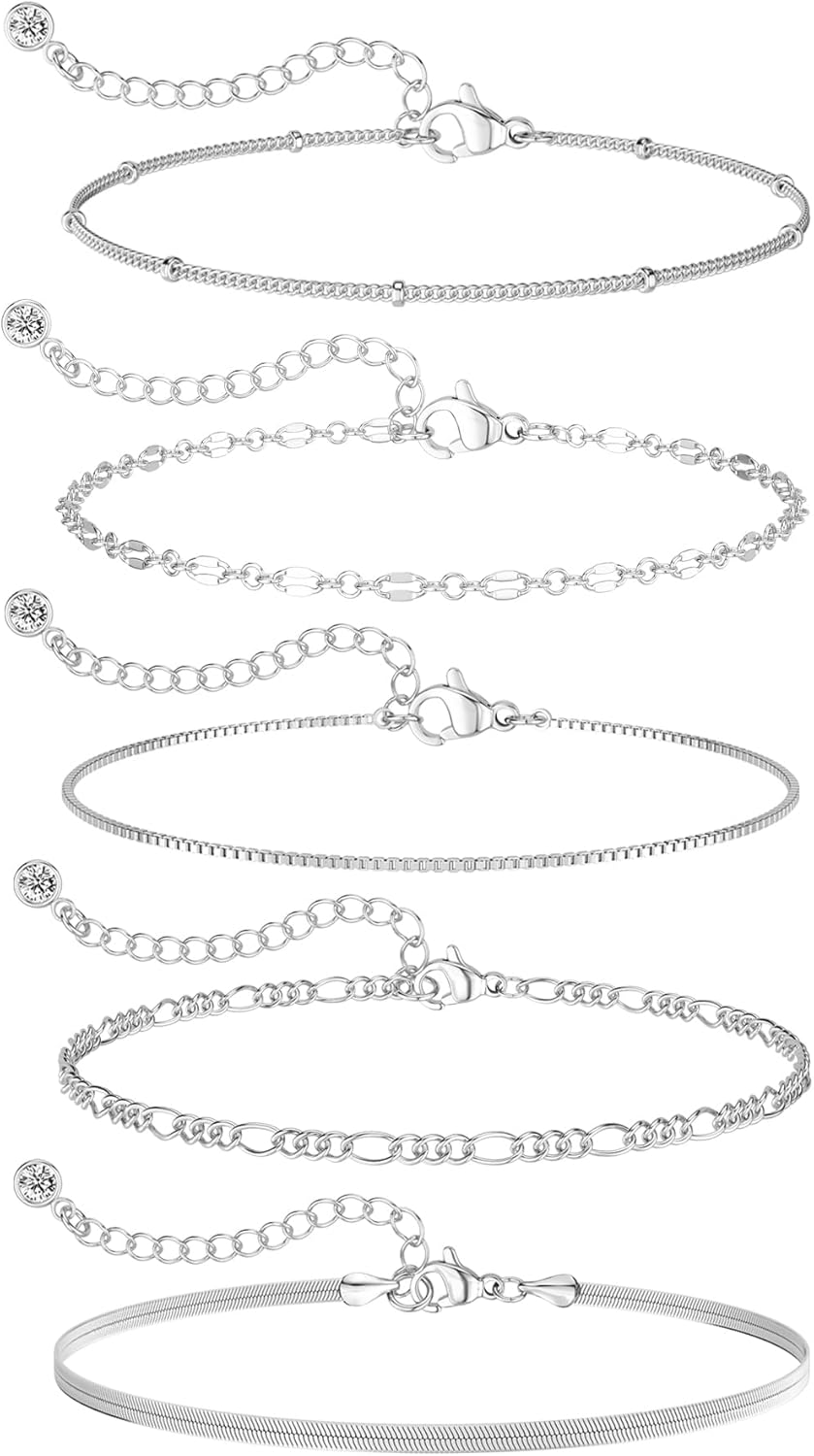 MBW Gold Bracelets for Women – 14K Gold Plated Stackable Beaded & Paperclip Chain Bracelet Set, Trendy Waterproof Fashion Jewelry
