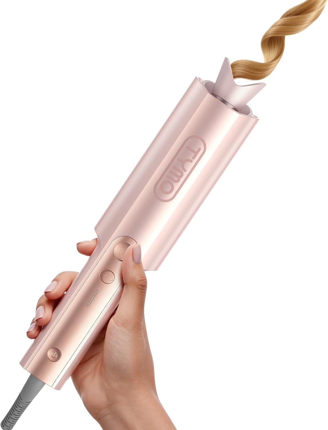 TYMO CurlPro Plus Long Barrel Curling Wand – Ceramic Hair Curler for Long Hair, Anti-Scald, Tangle-Free, Dual Voltage, Gold