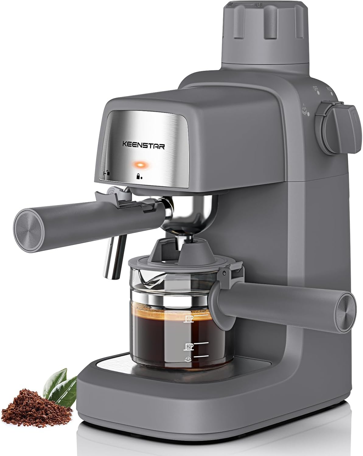  KEENSTAR 3.5 Bar Espresso Machine with Milk Frother – 800W Compact Espresso & Cappuccino Maker with Preheating, 4-Cup Coffee Machine for Latte & Cappuccino, Ideal Gift for Coffee Lovers