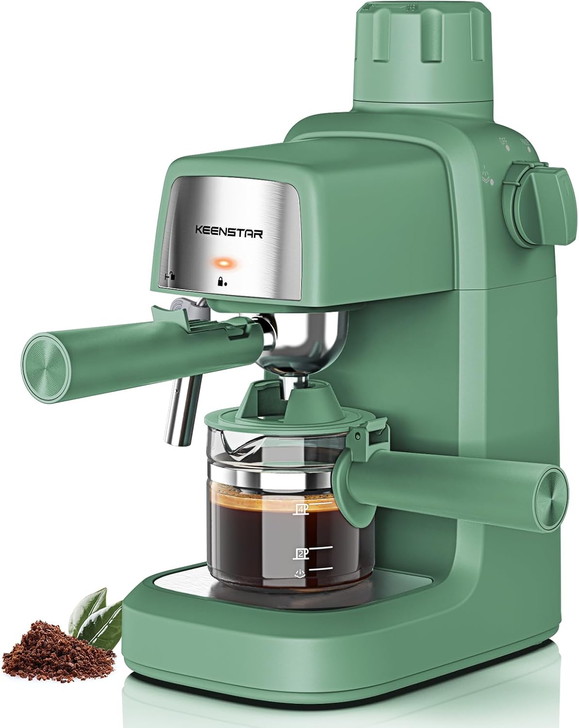  KEENSTAR 3.5 Bar Espresso Machine with Milk Frother – 800W Compact Espresso & Cappuccino Maker with Preheating, 4-Cup Coffee Machine for Latte & Cappuccino, Ideal Gift for Coffee Lovers