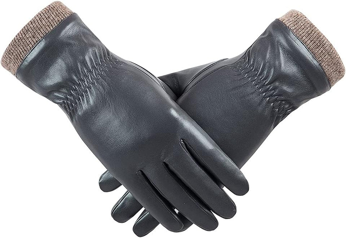 REDESS Women’s Winter Leather Gloves – Wool Fleece Lined, Touchscreen Compatible, Thick Thermal Warm Gloves for Snow, Driving & Cold Weather