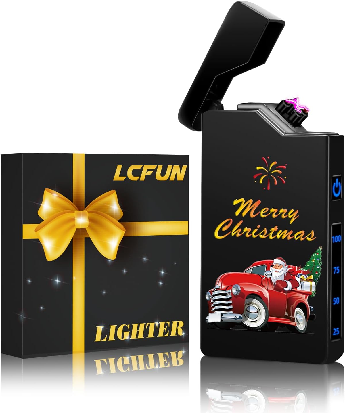 Lcfun Electric Lighter – USB Rechargeable Dual Arc Plasma Lighter with LED Battery Indicator for Candles & Camping (Black Ace)