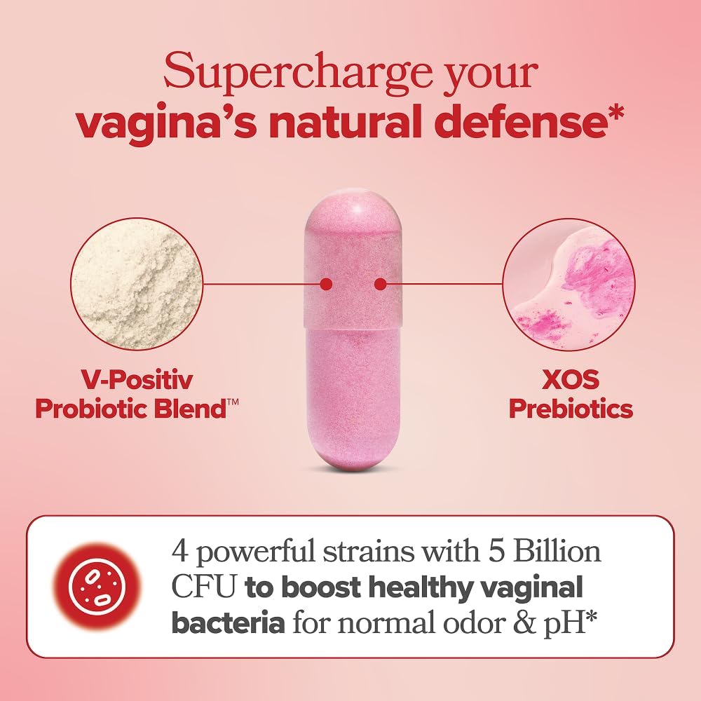 O Positiv URO Vaginal Probiotics for Women – pH Balance Supplement with Prebiotics & Lactobacillus – Supports Healthy Vaginal Flora & Odor – 60 Capsules