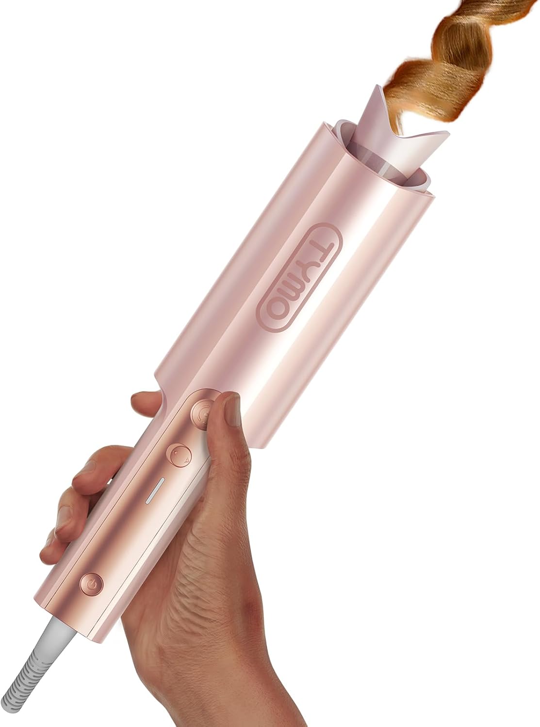 TYMO CurlPro Plus Long Barrel Curling Wand – Ceramic Hair Curler for Long Hair, Anti-Scald, Tangle-Free, Dual Voltage, Gold