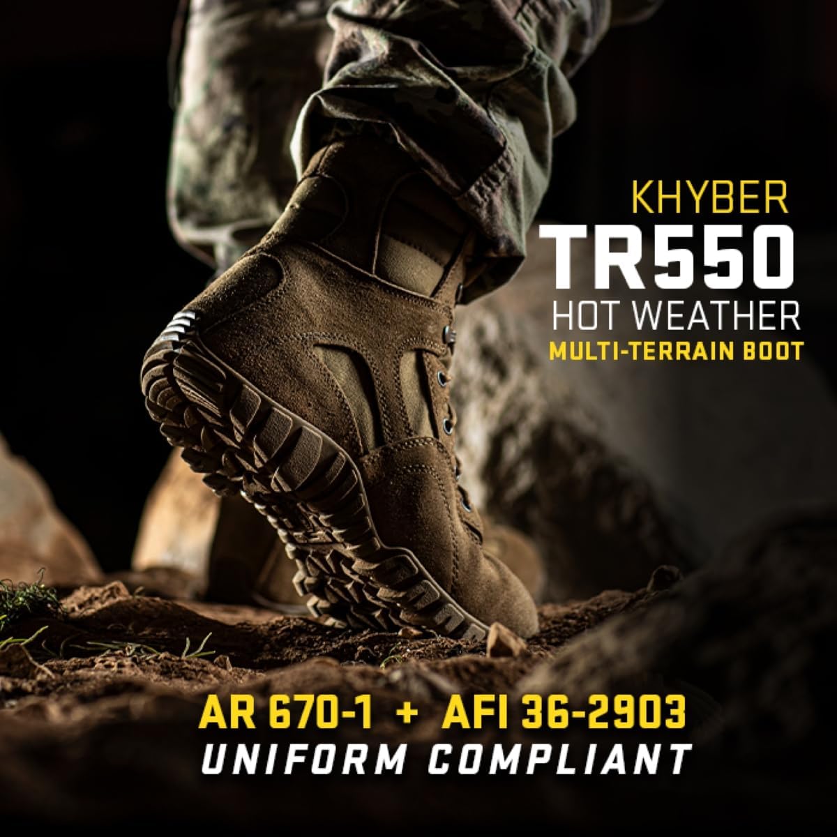 Belleville Khyber TR550 Combat Boots – AR 670-1 Compliant Tactical Boots with Superior Traction, Orthotic Support, Full-Grain Leather & Moisture-Wicking Technology