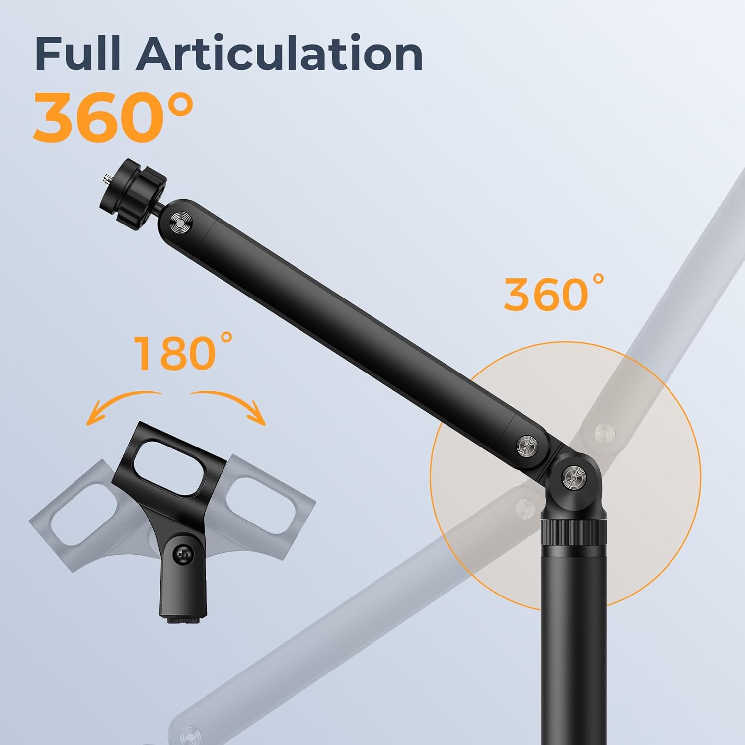 Polesto Desktop Microphone Stand - Adjustable Mounting Arm with Multiple Threads for Blue Yeti, Fifine, HyperX & More Mics, Webcams & Cameras for Recording, Podcasting & Streaming
