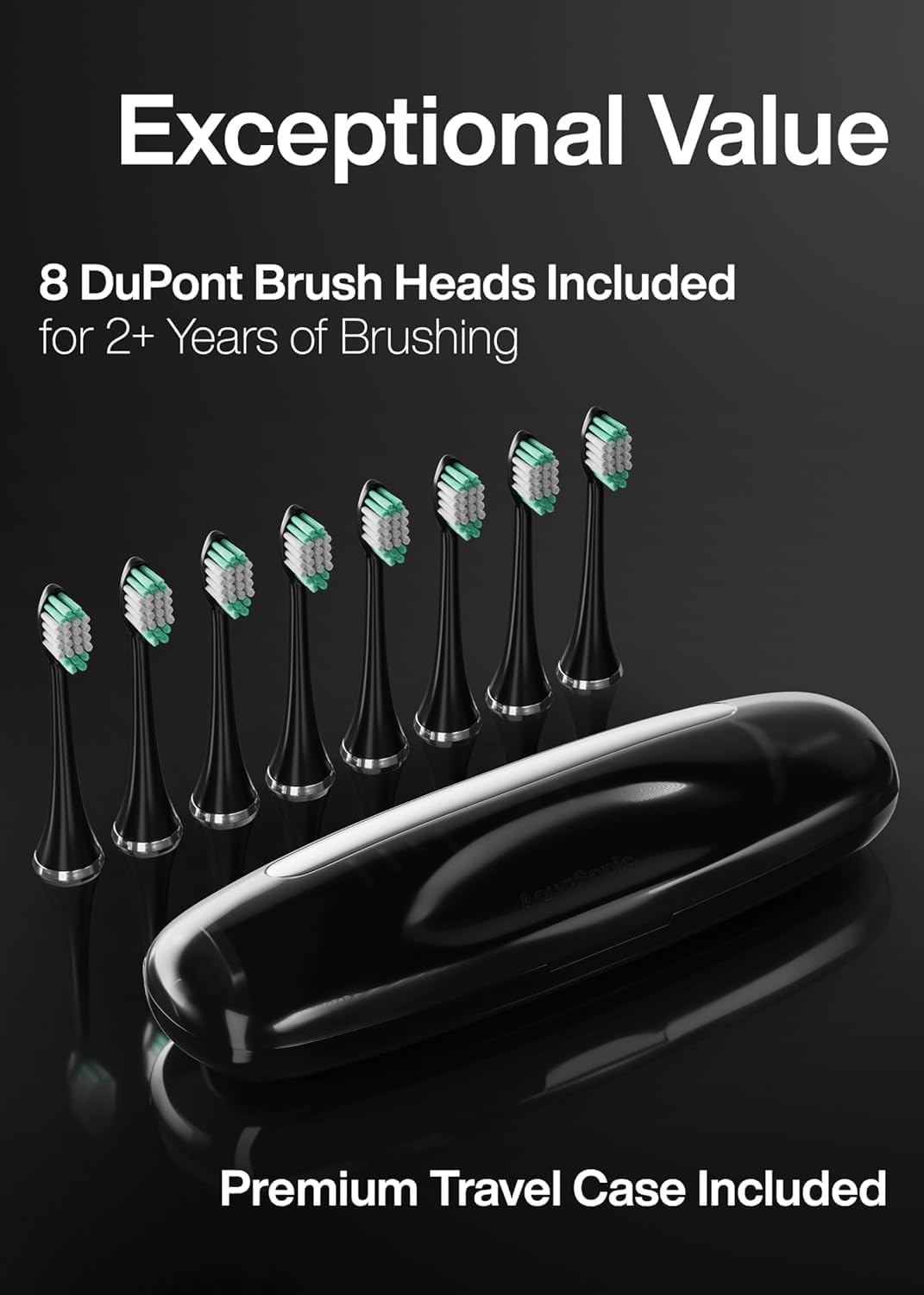 Aquasonic Black Series Ultra Whitening Electric Toothbrush – ADA Accepted, 40,000 VPM Sonic Motor, 4 Modes, Smart Timer, Wireless Charging, 8 Brush Heads & Travel Case