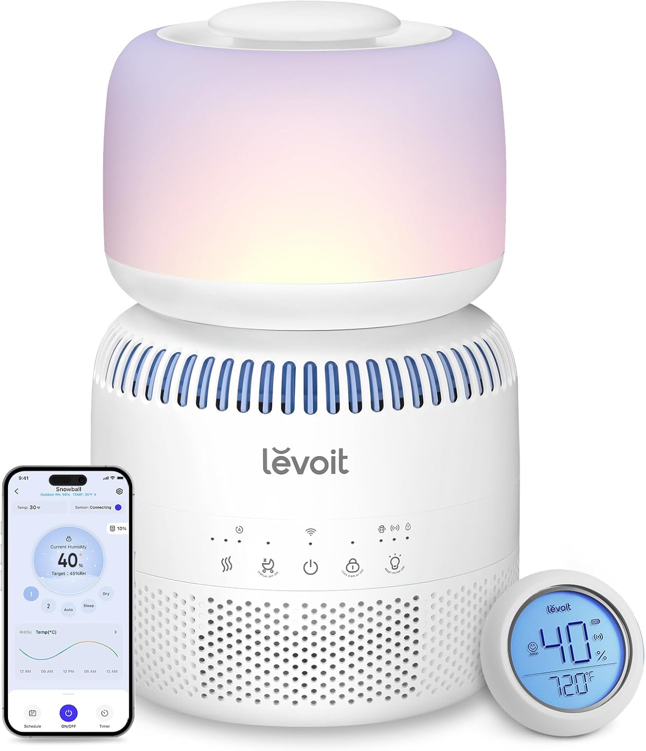 LEVOIT Top Fill Cool Mist Humidifier – 2.5L Tank for Large Rooms, Ultra-Quiet 26dB, Easy Clean, Auto Shut-Off, BPA-Free, Up to 25H Runtime