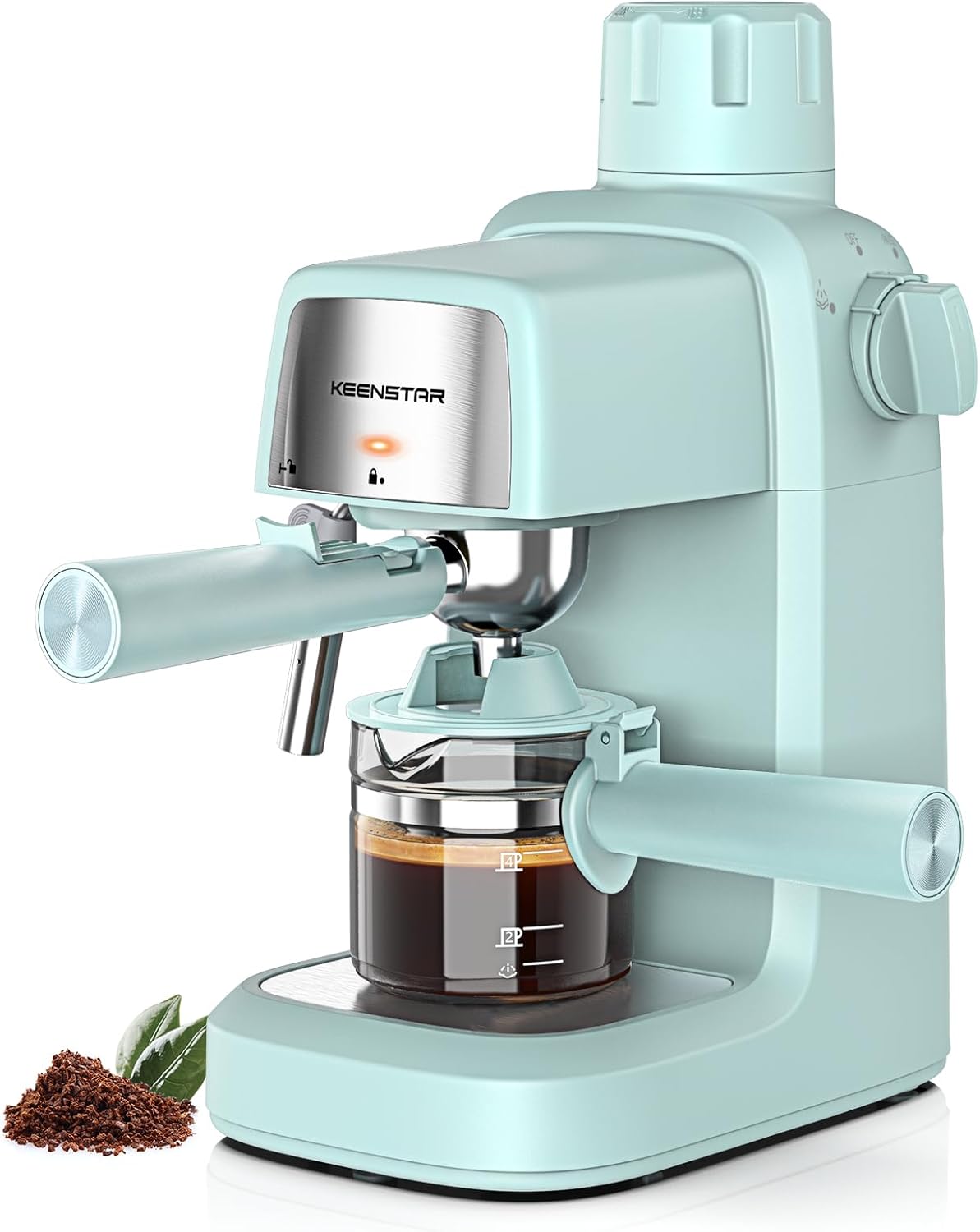  KEENSTAR 3.5 Bar Espresso Machine with Milk Frother – 800W Compact Espresso & Cappuccino Maker with Preheating, 4-Cup Coffee Machine for Latte & Cappuccino, Ideal Gift for Coffee Lovers