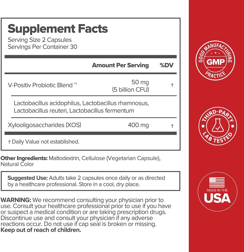 O Positiv URO Vaginal Probiotics for Women – pH Balance Supplement with Prebiotics & Lactobacillus – Supports Healthy Vaginal Flora & Odor – 60 Capsules