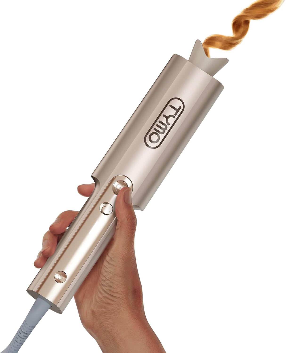 TYMO CurlPro Plus Long Barrel Curling Wand – Ceramic Hair Curler for Long Hair, Anti-Scald, Tangle-Free, Dual Voltage, Gold