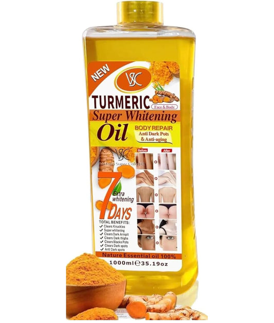 Turmeric Oil Face & Body Moisturizer – Brightening, Anti-Aging, Spot Correcting Skincare Essential Oil, 1000ML (35.19 fl oz)