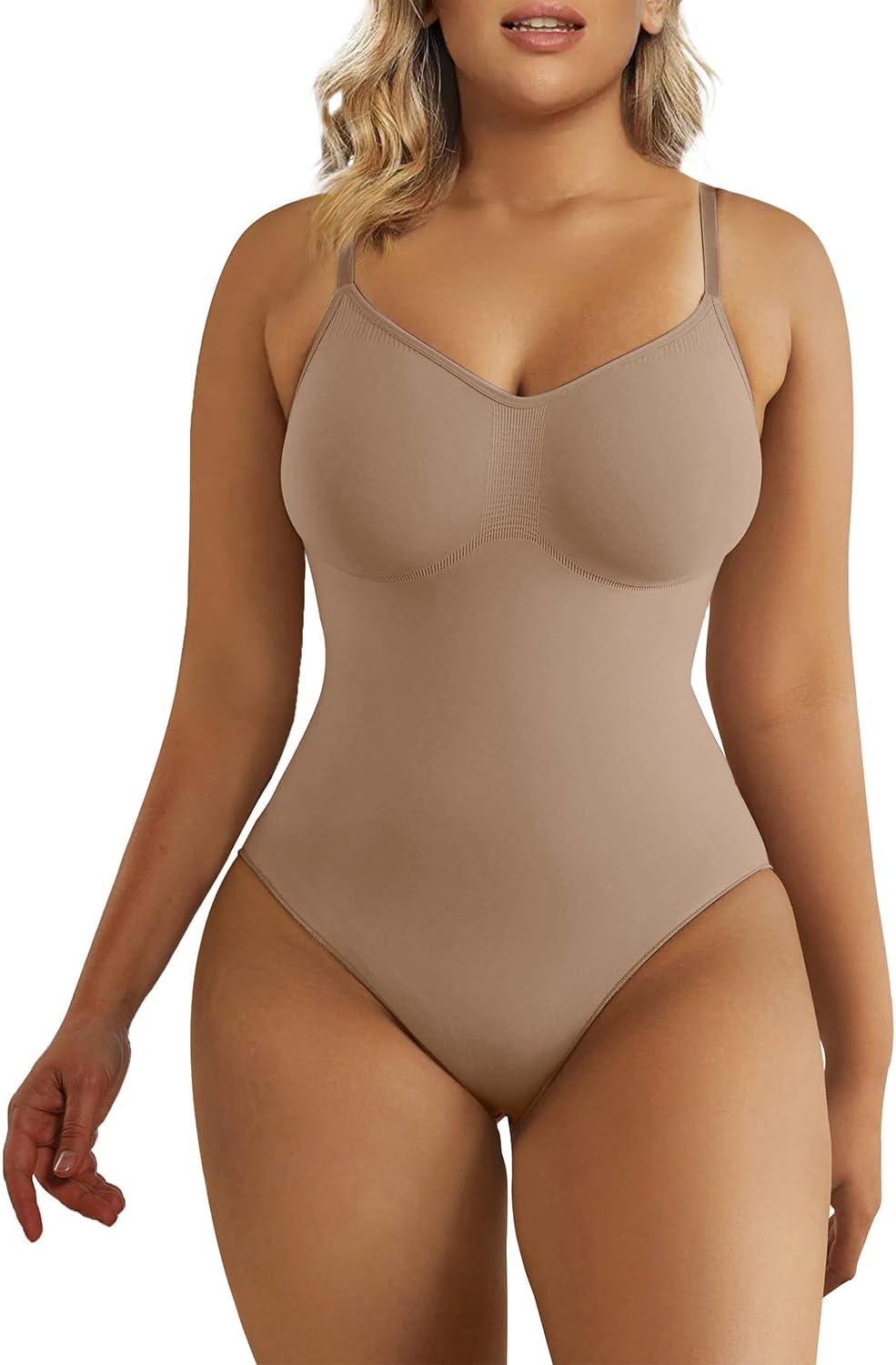 SHAPERX Women’s Seamless Shapewear Bodysuit – Tummy Control Waist-Snatching Body Shaper for a Smooth Sculpted Silhouette