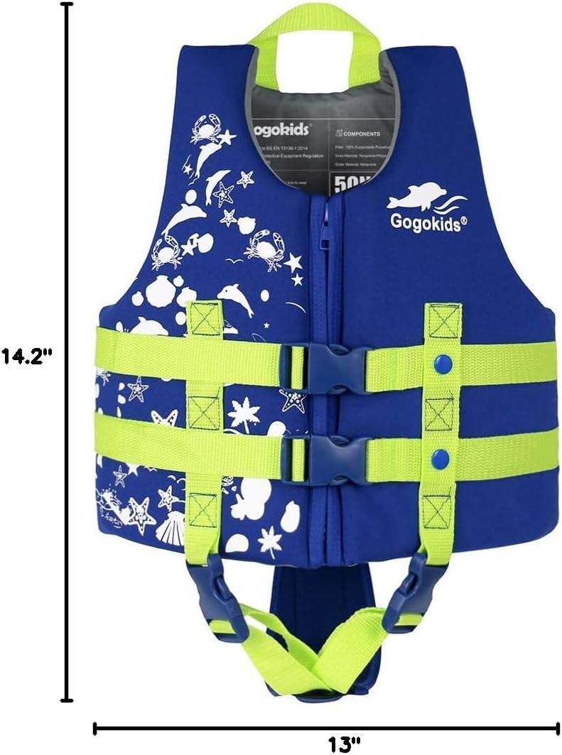 Gogokids Toddler Swim Vest for Kids, Adjustable Floaties Buoyancy Jacket for Boys & Girls, Safe Pool & Beach Swim Aid, Ages 2–8 Years (22–60 lbs)