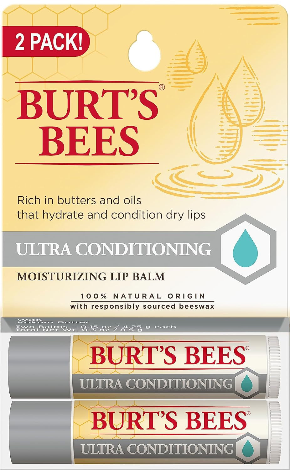 Burt’s Bees Lip Balm 4-Pack – Pink Grapefruit, Mango, Coconut & Pear, Pomegranate Flavors, Natural Beeswax Lip Moisturizer, Tint-Free, 0.15 oz Tubes