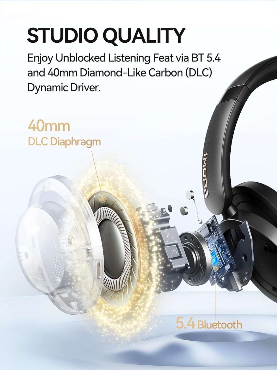 1MORE SonoFlow Pro Noise Cancelling Headphones – Over-Ear Bluetooth 5.4 Wireless Headphones with LDAC Hi-Res Audio, QuietMax ANC, 100H Battery, Comfortable Fit & Clear Calls