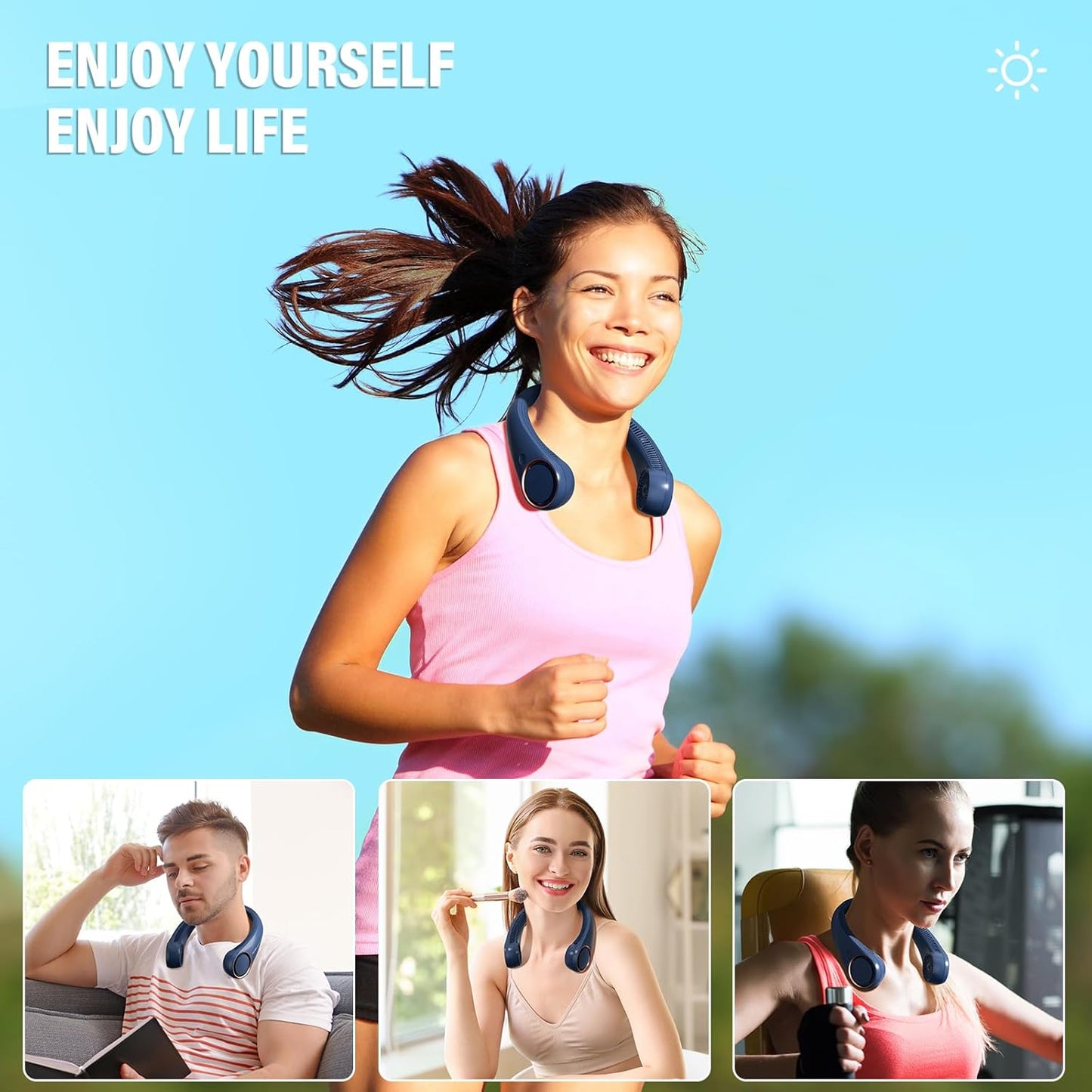 Morelax Rechargeable Neck Fan – Hands-Free Bladeless Portable Cooling Fan with 4000mAh Battery, 3-Speed 360° Airflow, Ultra Quiet Wearable Fan for Travel, Office, Sports & Outdoor Use