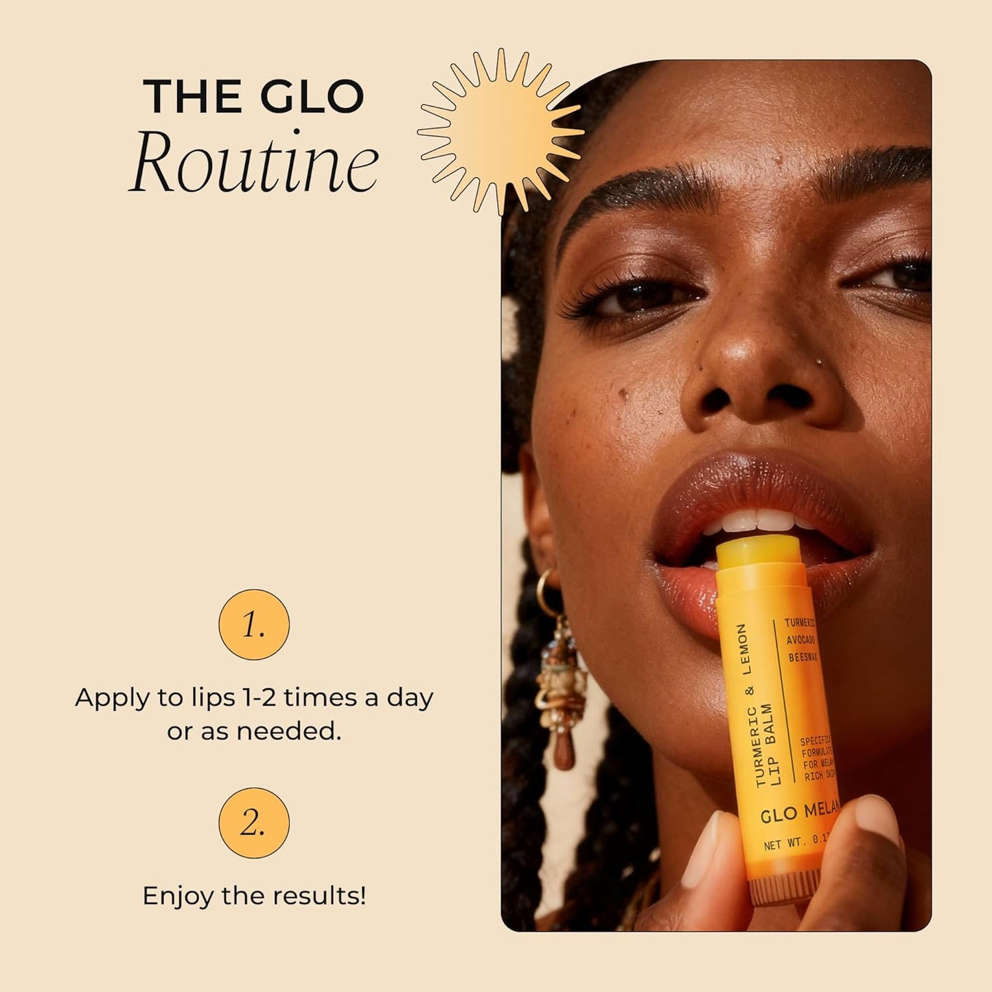 Glo Melanin Natural Lemon & Turmeric Lip Balm – Brightening & Nourishing Lip Care for Dark or Smoker’s Lips, Hydrating All-Natural Moisturizing Balm