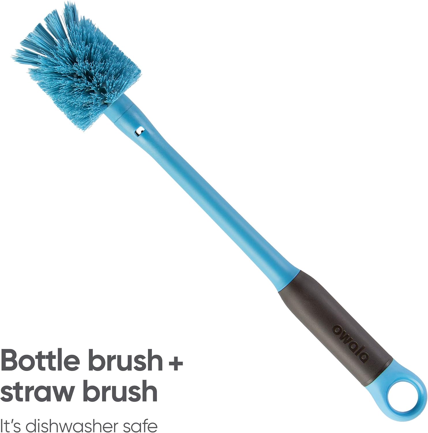 Owala 2-in-1 Water Bottle Cleaning Brush Set – Bottle Brush with Removable Head & Twist-N-Hide Straw Cleaner, Durable Kitchen Cleaning Tool, Smokey Blue