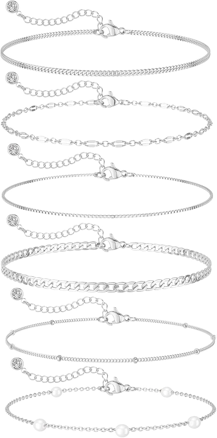 MBW Gold Bracelets for Women – 14K Gold Plated Stackable Beaded & Paperclip Chain Bracelet Set, Trendy Waterproof Fashion Jewelry