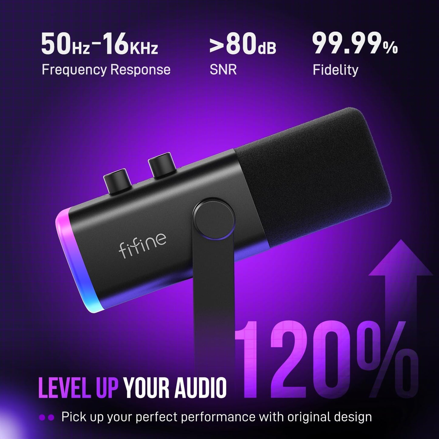 FIFINE AM8 USB/XLR Dynamic Microphone – Podcast, Gaming, Streaming Mic & Desktop Stand for YouTube & Singing