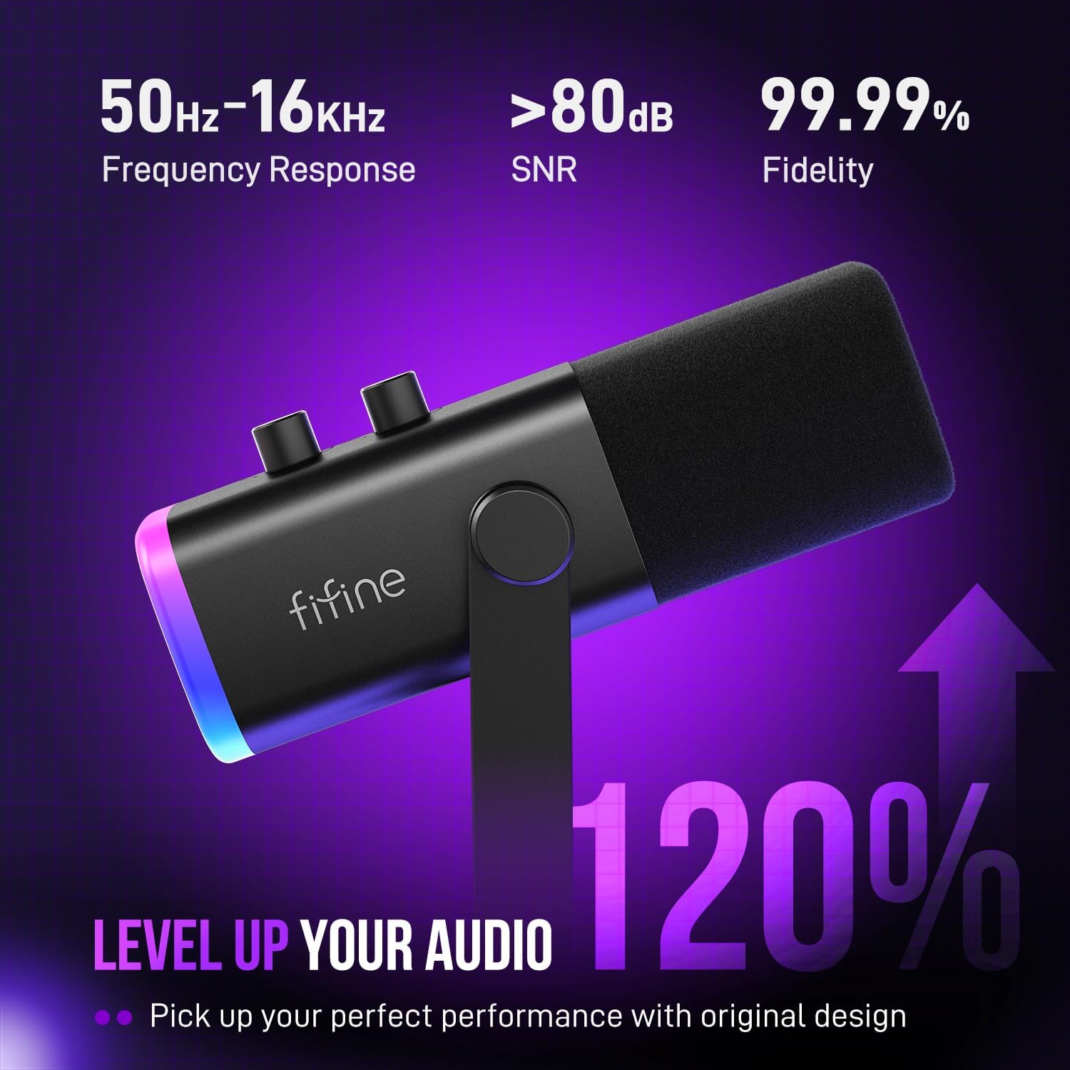FIFINE AM8 USB/XLR Dynamic Microphone – Podcast, Gaming, Streaming Mic & Desktop Stand for YouTube & Singing