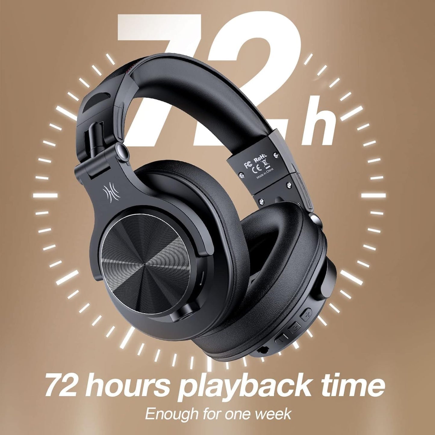 OneOdio A70 Bluetooth Over-Ear Headphones – Wireless Hi-Res Headphones with 72H Playtime, Built-In Mic, 3.5mm/6.35mm Wired Jack for Studio Monitoring, DJ Mixing, Gaming & PC Audio