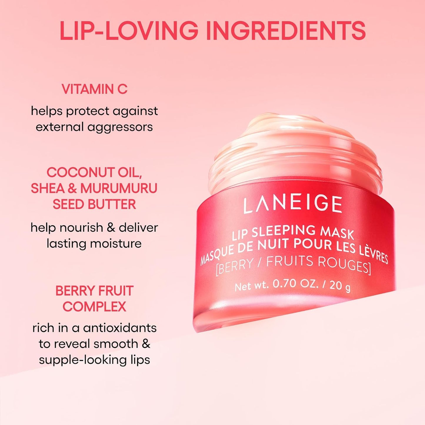 Revitalize Your Lips Overnight with LANEIGE Lip Sleeping Mask - Intense Hydration with Berry Complex, Vitamin C, and Nourishing Butters