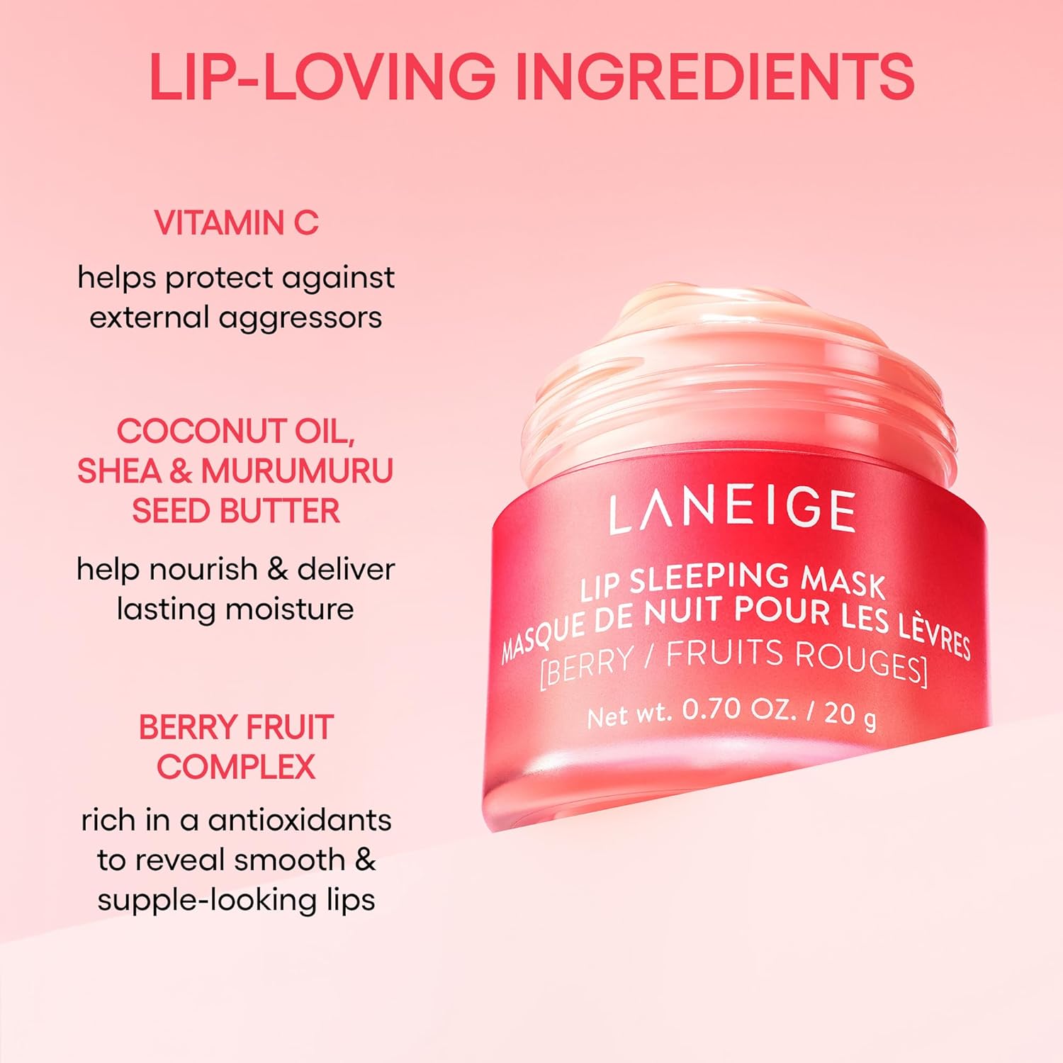 Revitalize Your Lips Overnight with LANEIGE Lip Sleeping Mask - Intense Hydration with Berry Complex, Vitamin C, and Nourishing Butters