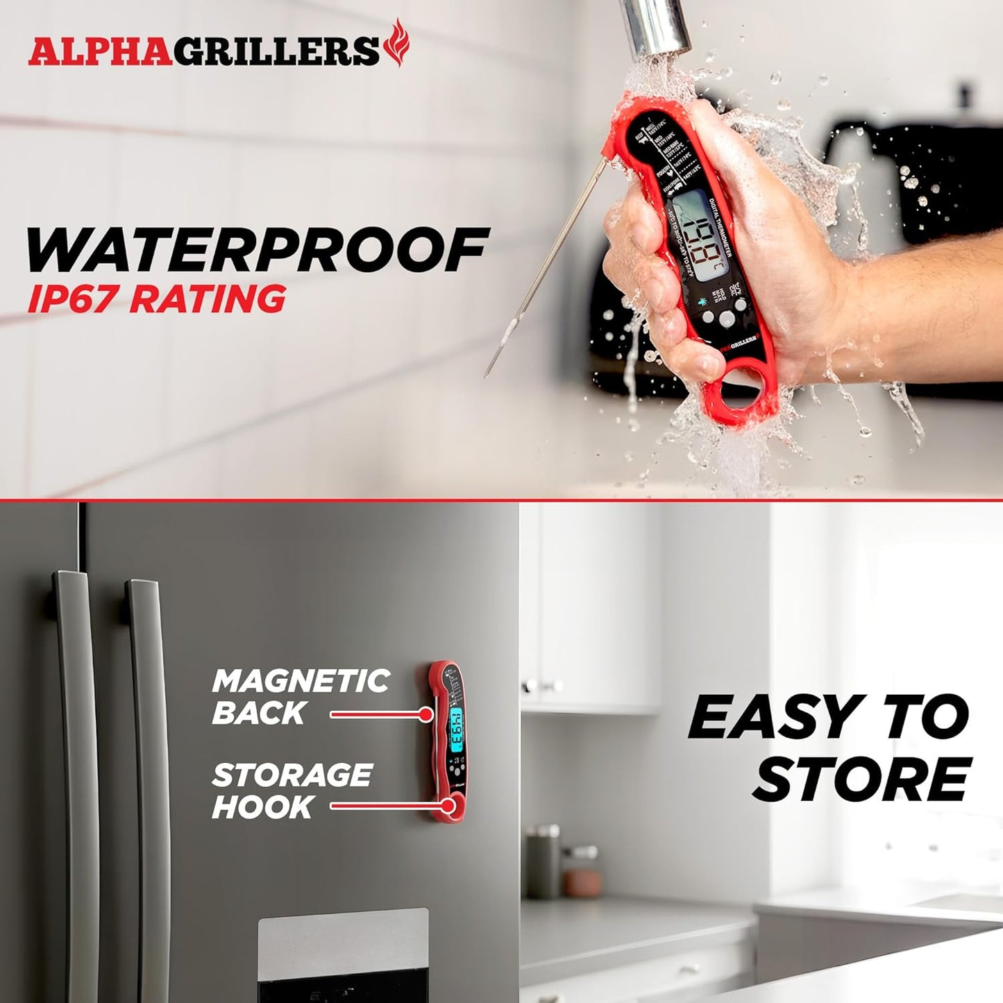 Alpha Grillers Digital Meat Thermometer – Instant Read Food Thermometer for Cooking, Grilling, BBQ & Outdoor Use