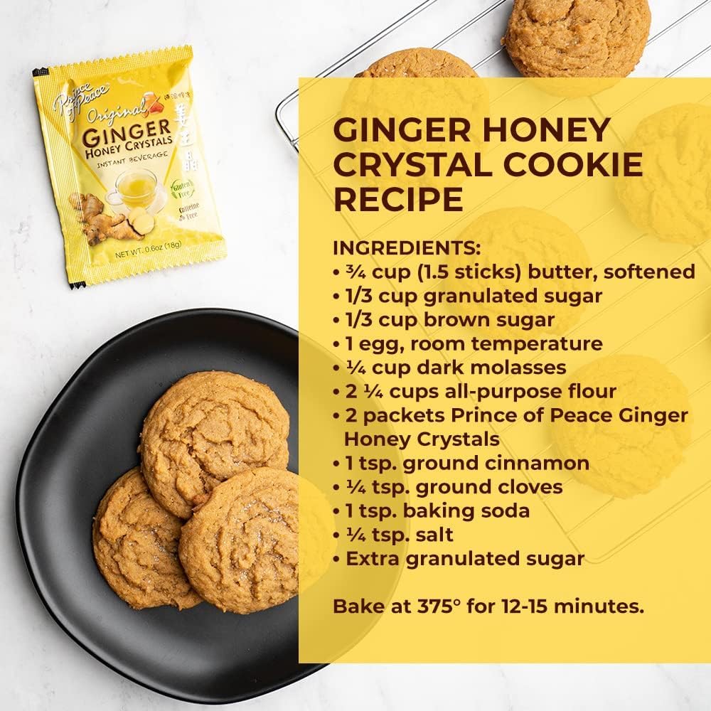 Prince of Peace Ginger Honey Crystals – Instant Ginger Drink Mix, Family Value Pack, 60 Sachets