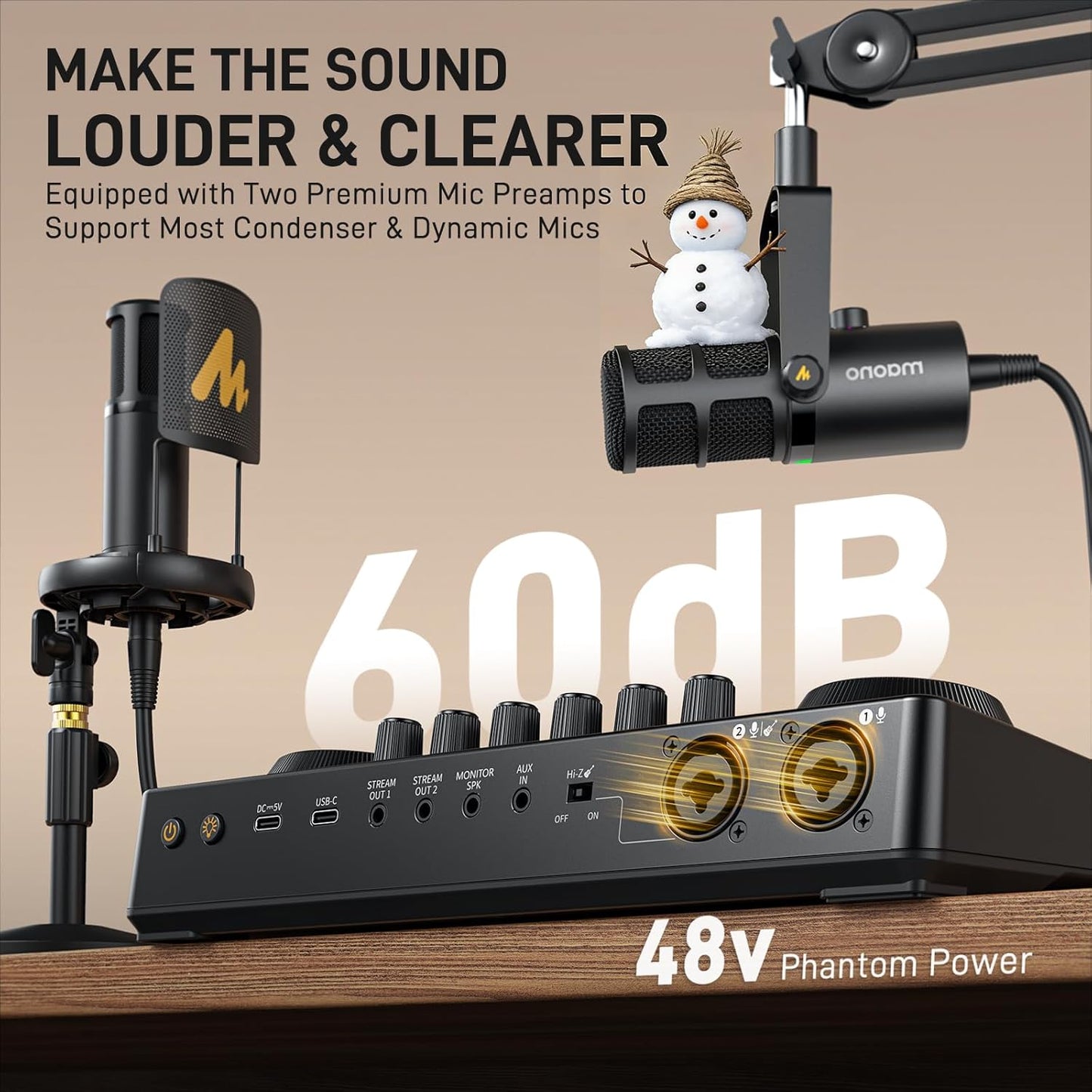 MAONO Podcast Equipment Bundle – Maonocaster E2 Gen2 Audio Interface Mixer with Dual XLR Input for Streaming & Recording
