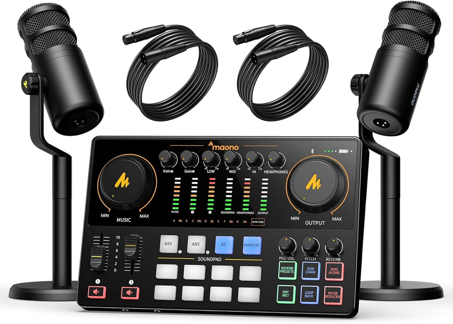 MAONO Podcast Equipment Bundle – Maonocaster E2 Gen2 Audio Interface Mixer with Dual XLR Input for Streaming & Recording