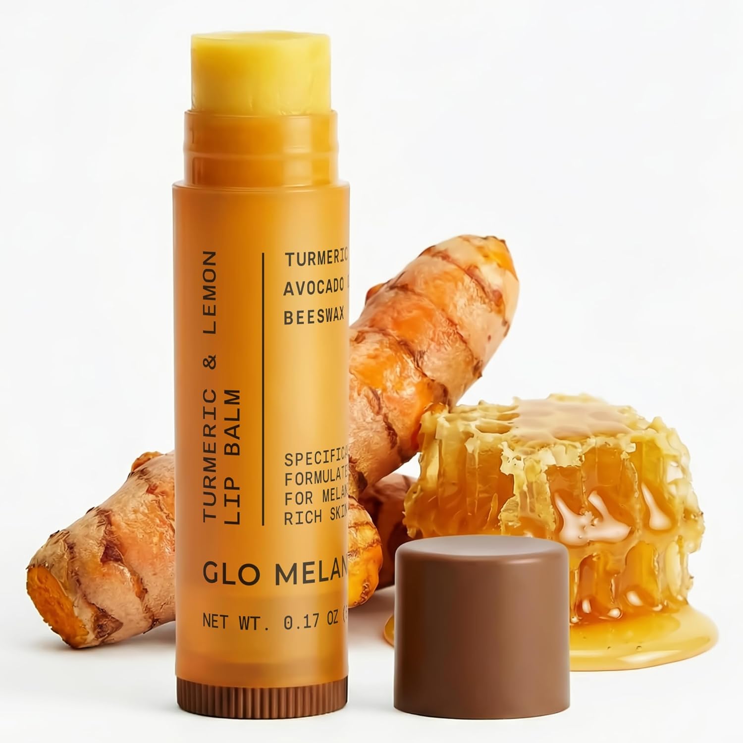 Glo Melanin Natural Lemon & Turmeric Lip Balm – Brightening & Nourishing Lip Care for Dark or Smoker’s Lips, Hydrating All-Natural Moisturizing Balm