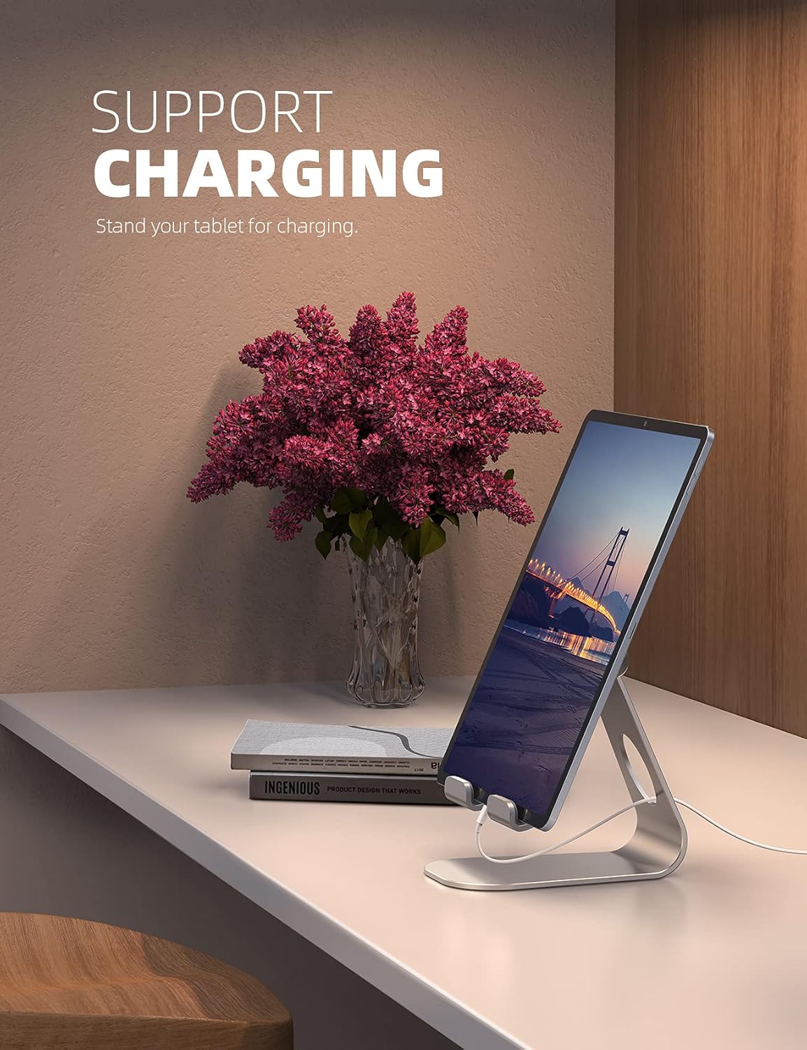 Lamicall Adjustable Tablet Stand - Versatile Desktop Holder for 4-13" Tablets, iPad Pro, Kindle, iPhone 17 Pro Max & Nintendo Switch