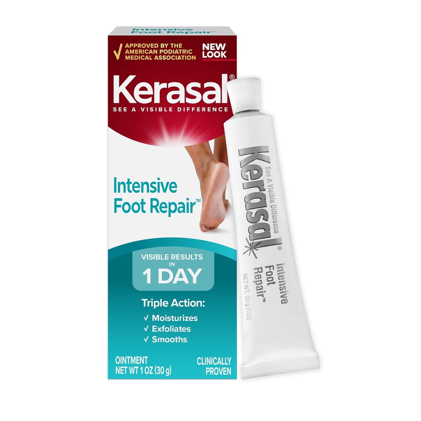 Kerasal Nighttime Intensive Foot Repair – Skin Healing Ointment for Cracked Heels & Dry Feet, 1 oz   