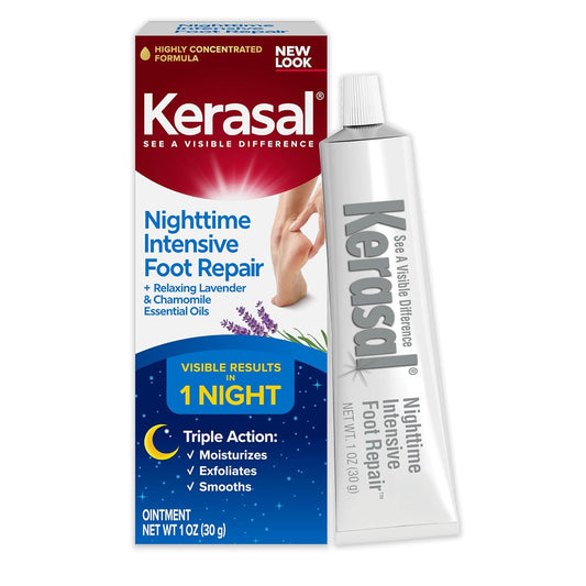 Kerasal Nighttime Intensive Foot Repair – Skin Healing Ointment for Cracked Heels & Dry Feet, 1 oz   