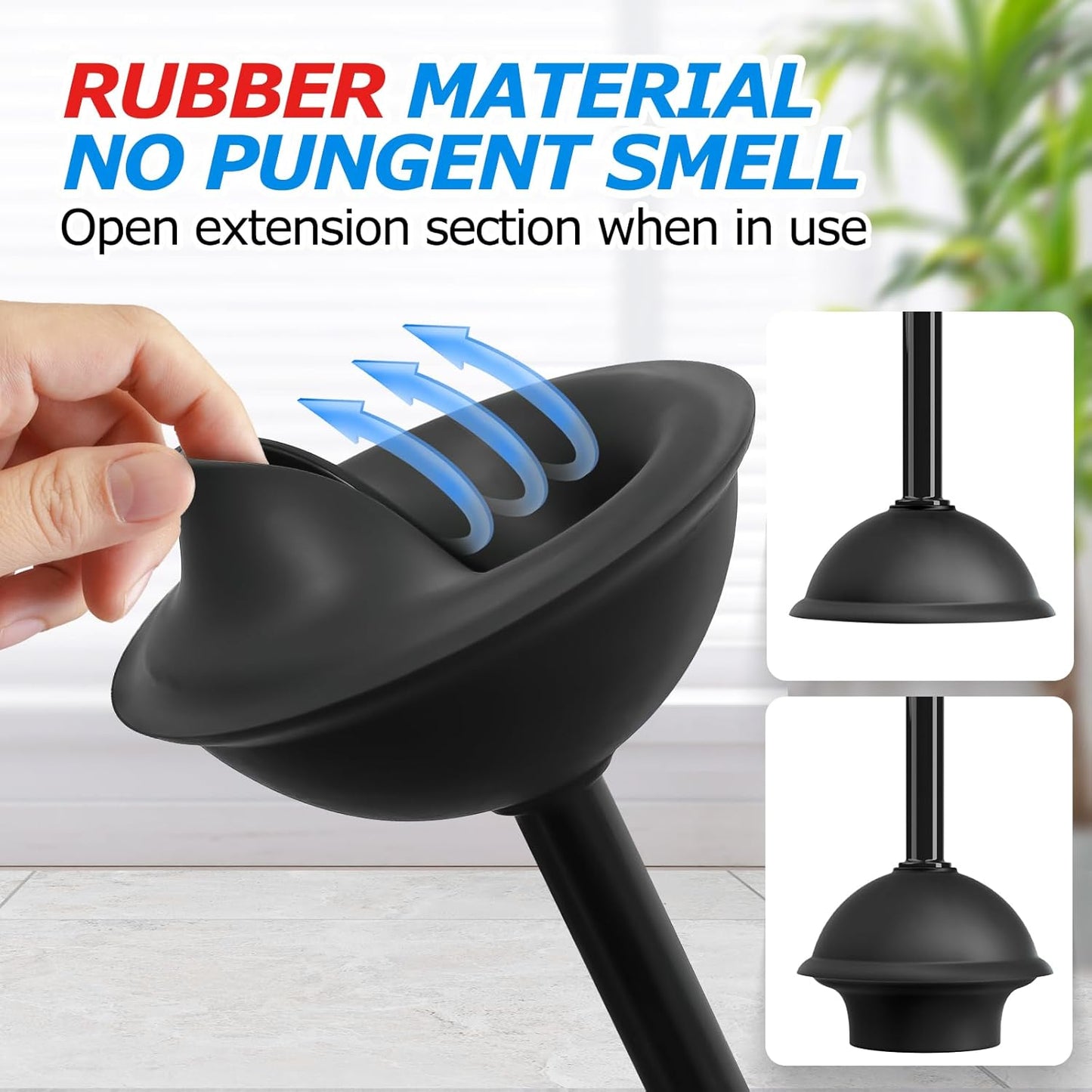 FORASTO 2-in-1 Toilet Plunger & Brush Set – Extended Handle Plunger with Toilet Bowl Brush, Bathroom Cleaning Tools & Supplies