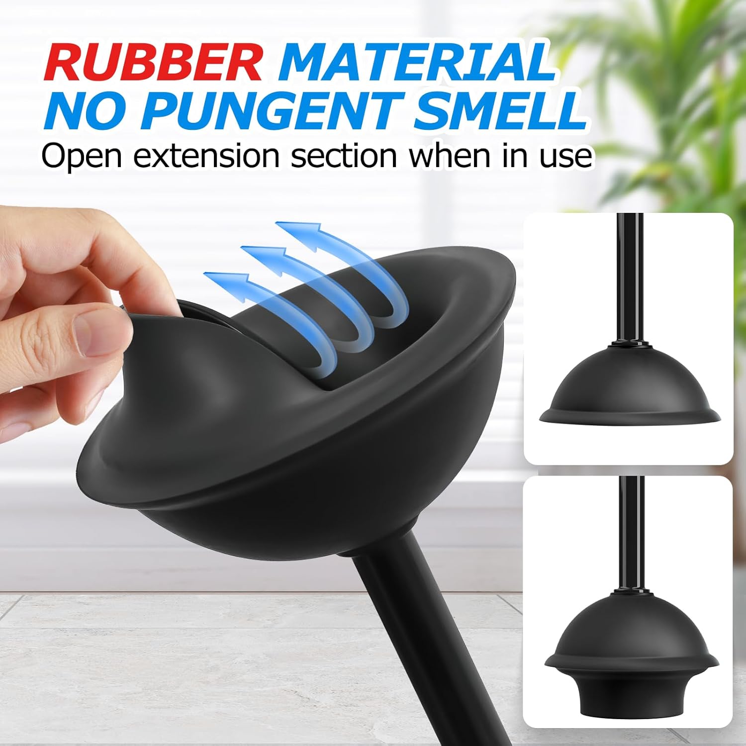 FORASTO 2-in-1 Toilet Plunger & Brush Set – Extended Handle Plunger with Toilet Bowl Brush, Bathroom Cleaning Tools & Supplies