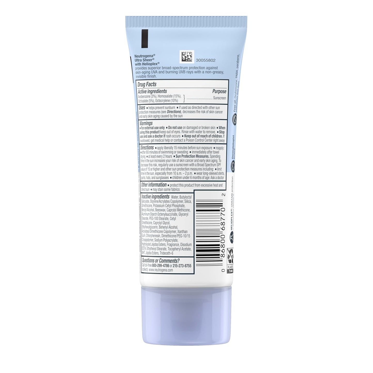 Neutrogena Ultra Sheer SPF 70 Sunscreen Lotion – Dry-Touch Matte Finish, Broad Spectrum Protection, Oil-Free & Non-Comedogenic, Water Resistant 80 Minutes, 3oz Travel Size