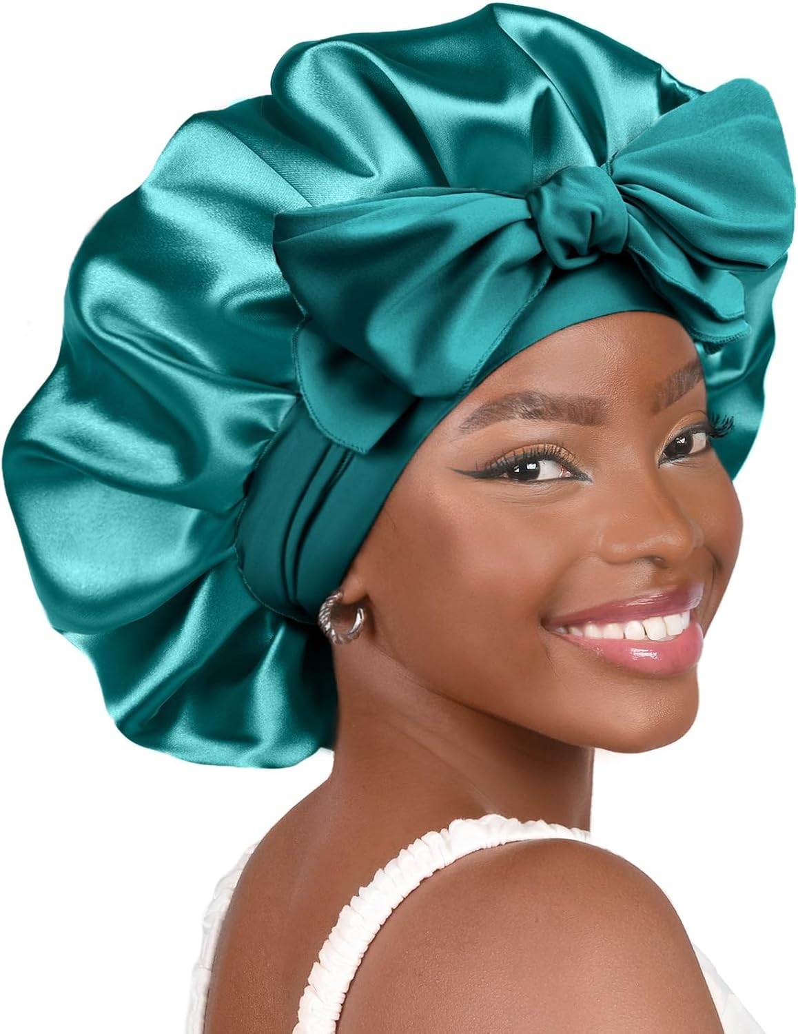 YANIBEST Adjustable Silk Bonnet - Stylish Blush Pink Double Layer Satin Hair Protector for Women, Reduces Frizz and Prevents Messy Hair While Sleeping