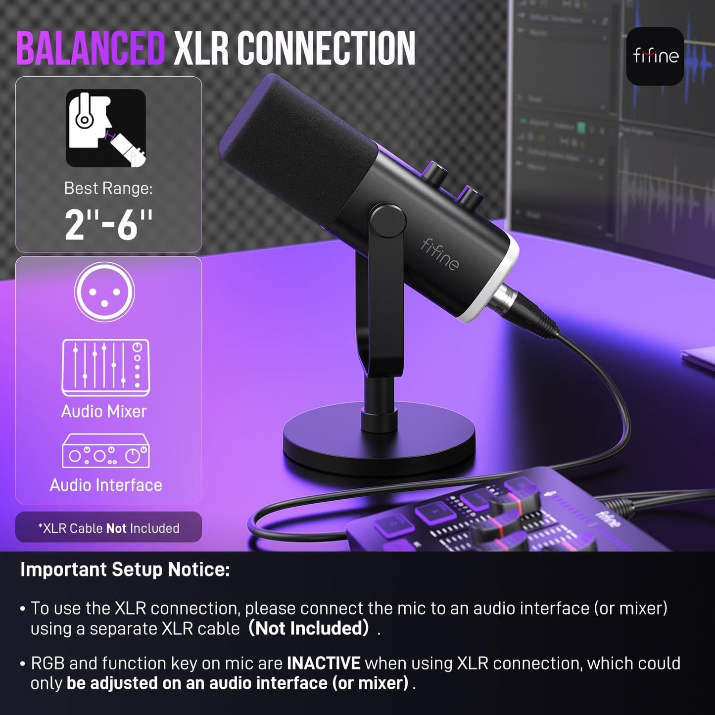 FIFINE AM8 USB/XLR Dynamic Microphone – Podcast, Gaming, Streaming Mic & Desktop Stand for YouTube & Singing